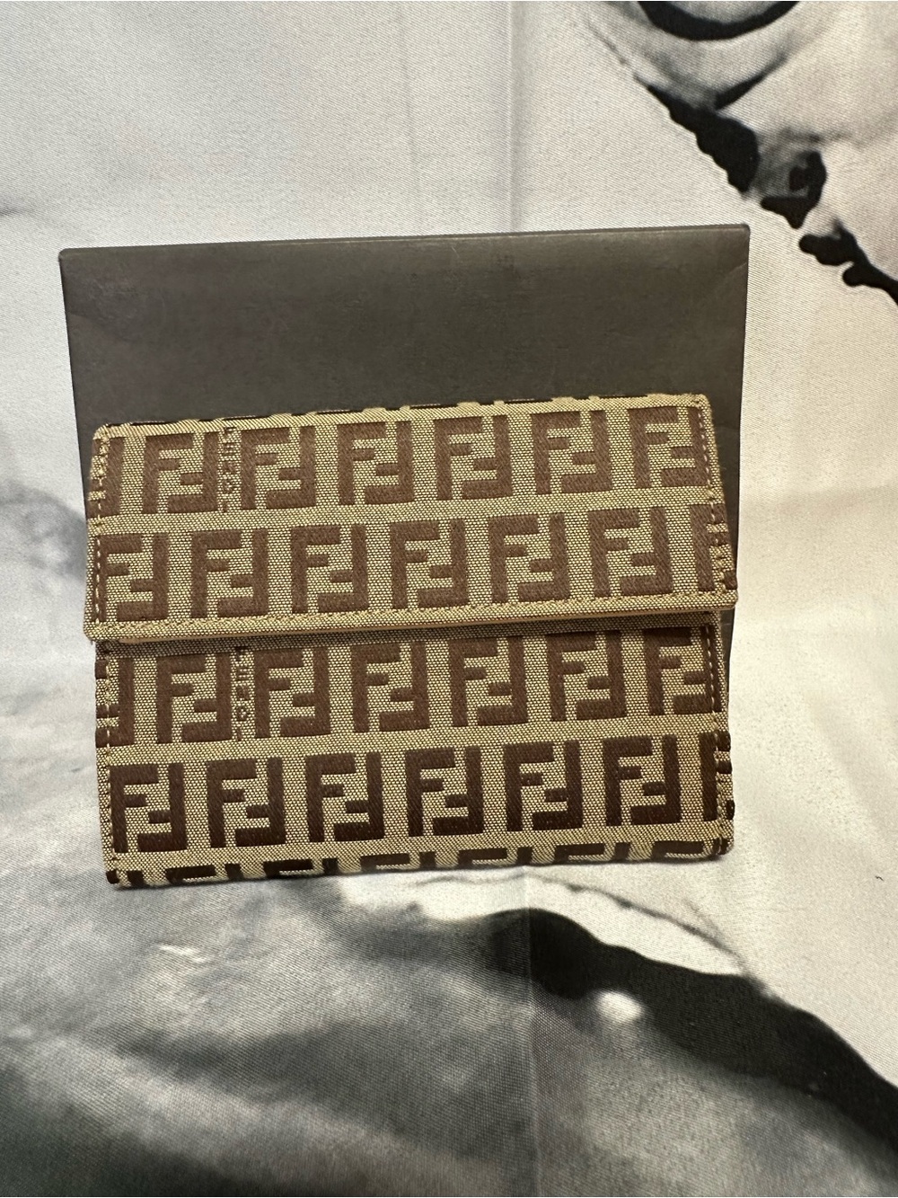 Fendi Brown and Tan FF Monogram Fold Wallet